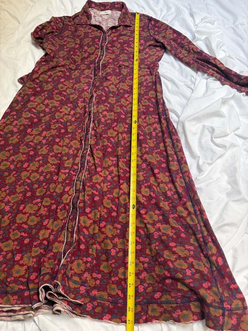 Natural Life Christa Knit Maxi Dress Size L Red Floral Long Sleeve - Picture 7 of 8